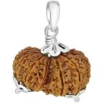 Natural Gauri Shankar Nepal Rudraksha Pendant in Pure Silver (Bead Size:21-24 MM)