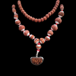 Natural Siddha Mala-1to14 Rudraksha+Gauri Shankar+Ganesh Rudraksha with Silver Capping